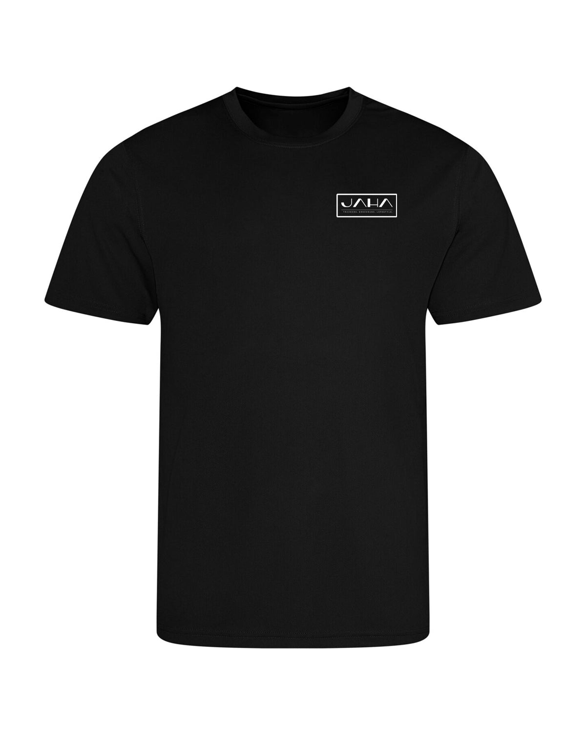 JAHA | PERFORMANCE T-SHIRT WITH BACKPRINT | SORRY | UNISEX | BLACK