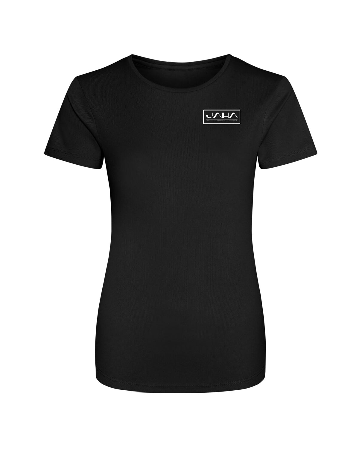 JAHA | PERFORMANCE T-SHIRT WITH BACKPRINT | SORRY | WMNS | BLACK