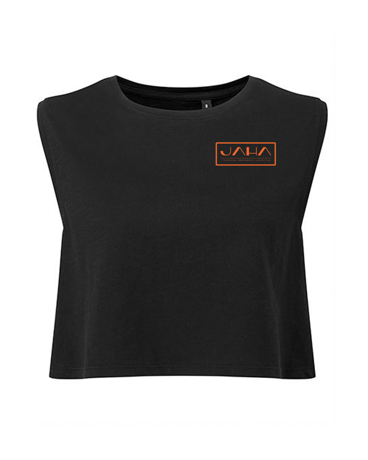JAHA | CROPPED T-SHIRT WITH BACKPRINT | HAPPY HOUR | WMNS | BLACK