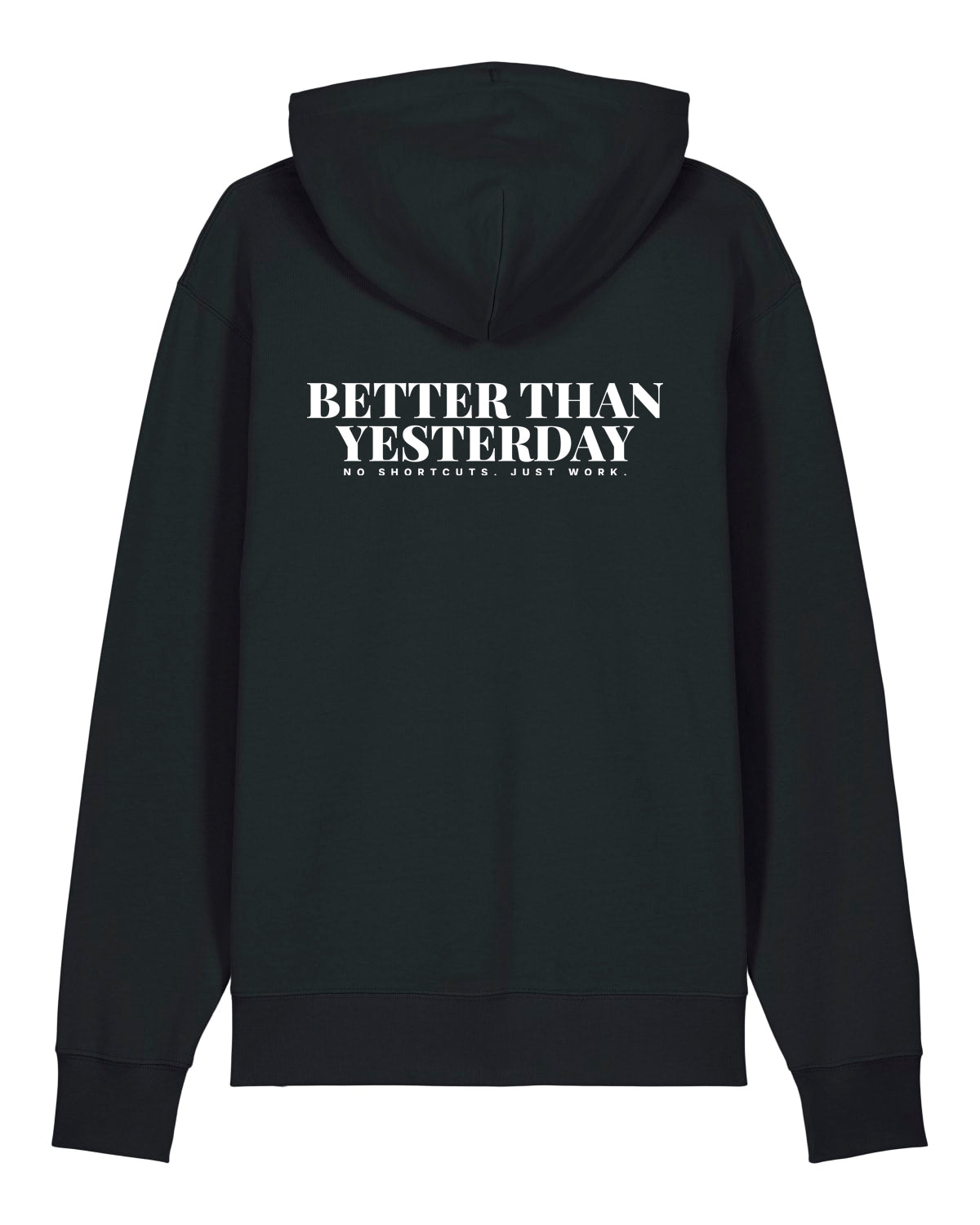 JAHA | HOODIE WITH BACKPRINT | BETTER THAN YESTERDAY | UNISEX | BLACK