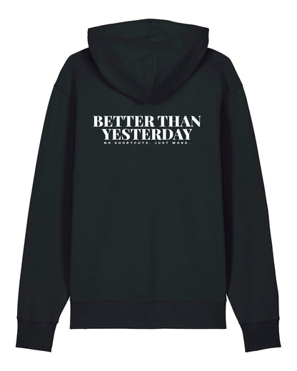 JAHA | HOODIE WITH BACKPRINT | BETTER THAN YESTERDAY | UNISEX | BLACK