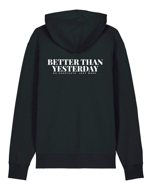 JAHA | HOODIE WITH BACKPRINT | BETTER THAN YESTERDAY | UNISEX | BLACK
