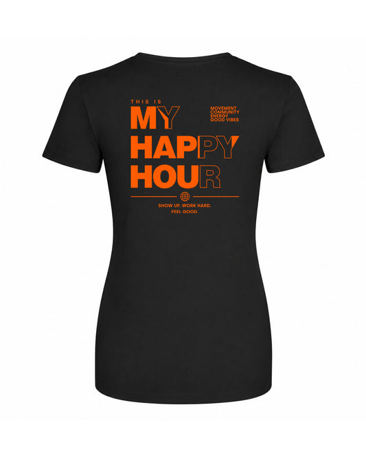 JAHA | PERFORMANCE T-SHIRT WITH BACKPRINT | HAPPY HOUR | WMNS | BLACK