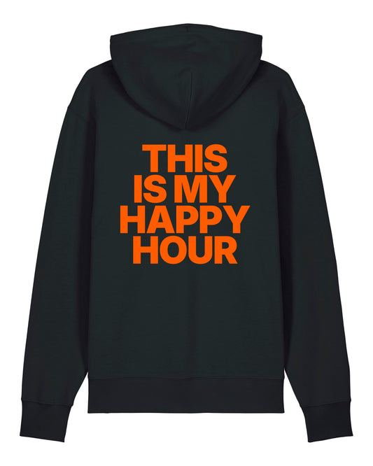 JAHA | HOODIE WITH BACKPRINT | HAPPY HOUR | UNISEX | BLACK