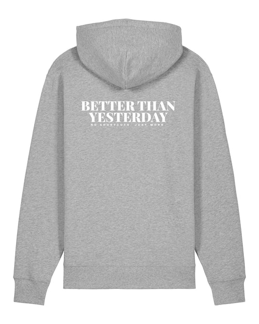 JAHA | HOODIE WITH BACKPRINT | BETTER THAN YESTERDAY | UNISEX | GREY
