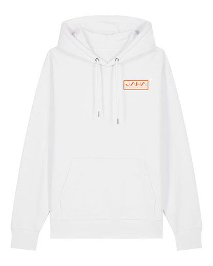 JAHA | HOODIE WITH BACKPRINT | HAPPY HOUR | UNISEX | WHITE