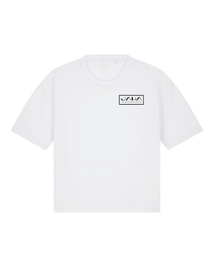 JAHA | BOXY T-SHIRT WITH BACKPRINT | SORRY | WMNS | WHITE