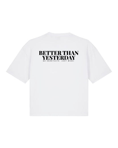 JAHA | BOXY T-SHIRT WITH BACKPRINT | BETTER THAN YESTERDAY | WMNS | WHITE