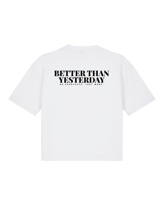 JAHA | BOXY T-SHIRT WITH BACKPRINT | BETTER THAN YESTERDAY | WMNS | WHITE