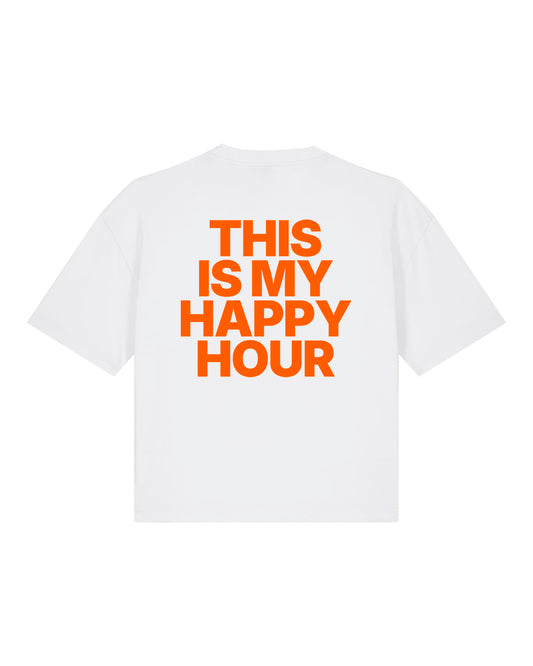 JAHA | BOXY T-SHIRT WITH BACKPRINT | HAPPY HOUR | WMNS | WHITE