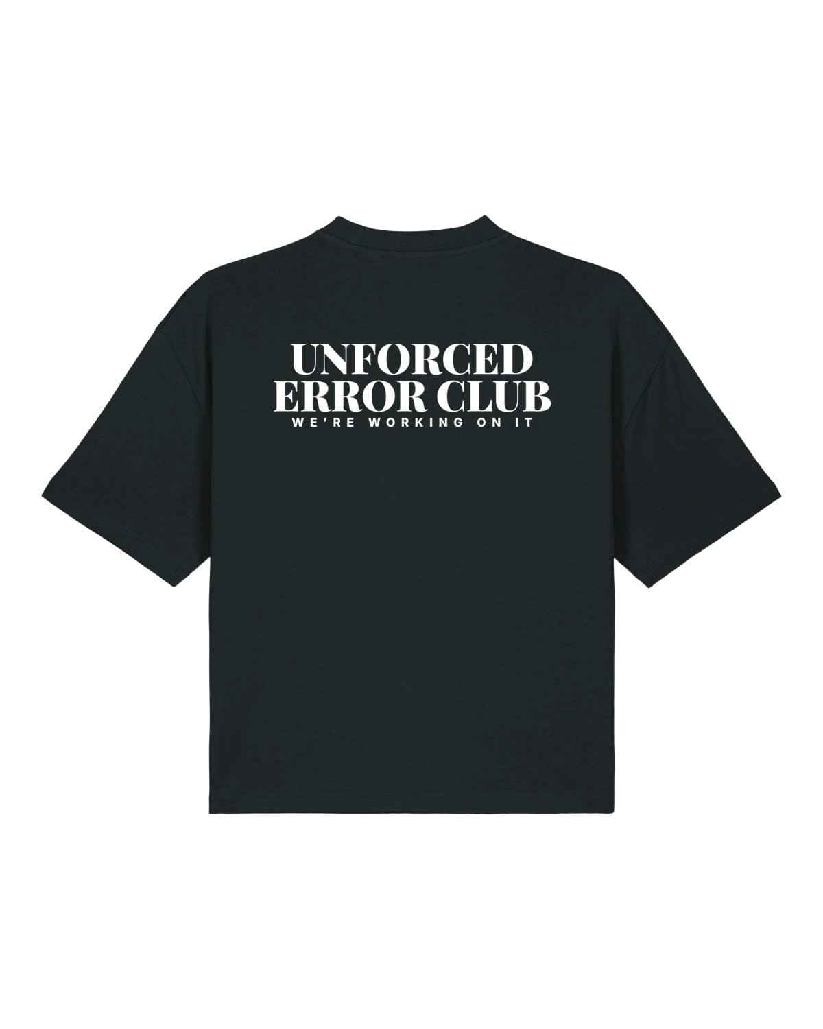 JAHA | BOXY T-SHIRT WITH BACKPRINT | UNFORCED ERROR CLUB | WMNS | BLACK