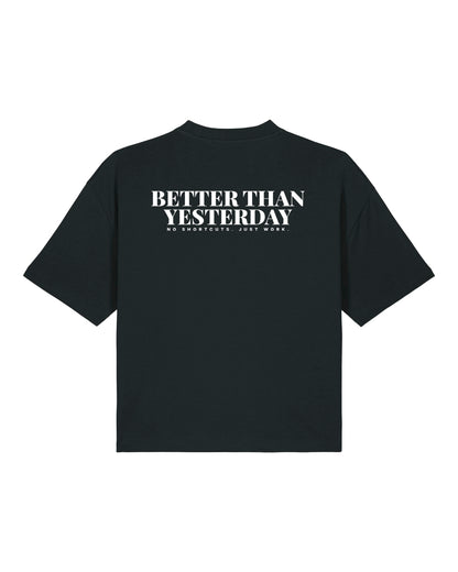 JAHA | BOXY T-SHIRT WITH BACKPRINT | BETTER THAN YESTERDAY | WMNS | BLACK