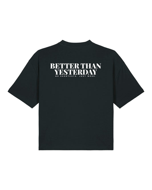 JAHA | BOXY T-SHIRT WITH BACKPRINT | BETTER THAN YESTERDAY | WMNS | BLACK