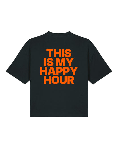 JAHA | BOXY T-SHIRT WITH BACKPRINT | HAPPY HOUR | WMNS | BLACK
