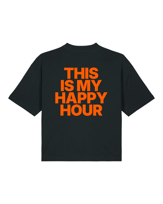 JAHA | BOXY T-SHIRT WITH BACKPRINT | HAPPY HOUR | WMNS | BLACK