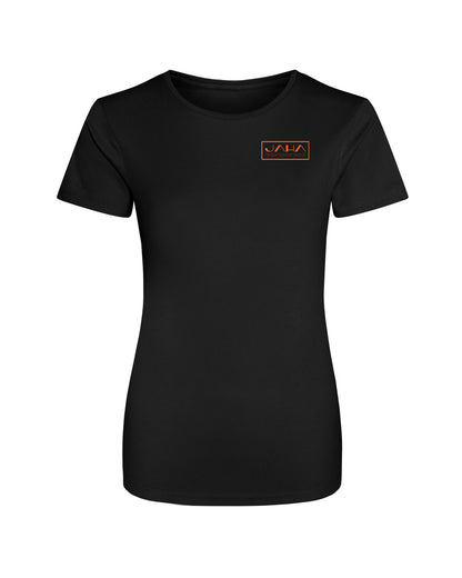 JAHA | PERFORMANCE T-SHIRT WITH BACKPRINT | HAPPY HOUR | WMNS | BLACK