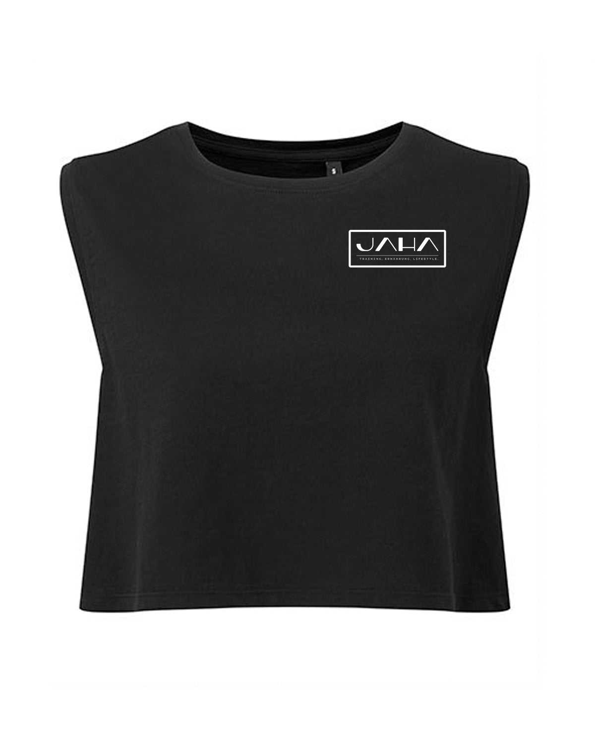 JAHA | CROPPED T-SHIRT WITH BACKPRINT | SORRY | WMNS | BLACK