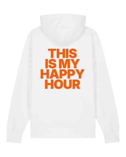 JAHA | HOODIE WITH BACKPRINT | HAPPY HOUR | UNISEX | WHITE