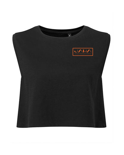 JAHA | CROPPED T-SHIRT WITH BACKPRINT | HAPPY HOUR | WMNS | BLACK