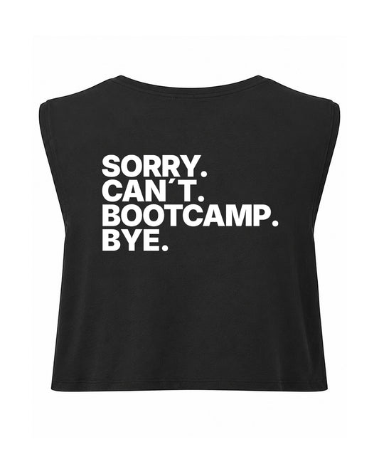 JAHA | CROPPED T-SHIRT WITH BACKPRINT | SORRY | WMNS | BLACK