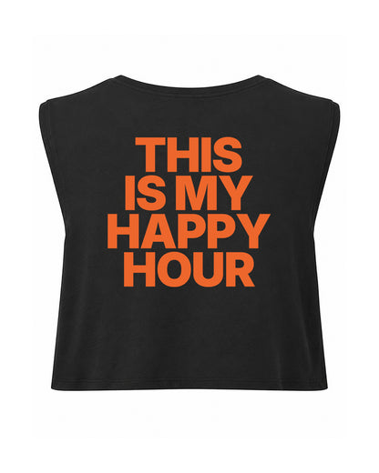 JAHA | CROPPED T-SHIRT WITH BACKPRINT | HAPPY HOUR | WMNS | BLACK