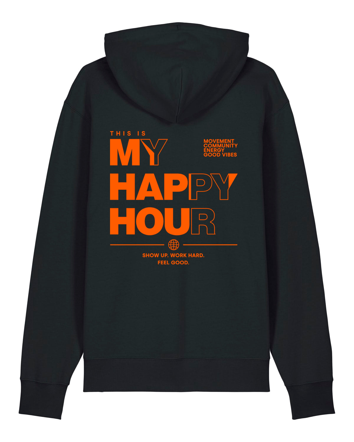 JAHA | HOODIE WITH BACKPRINT | HAPPY HOUR | UNISEX | BLACK