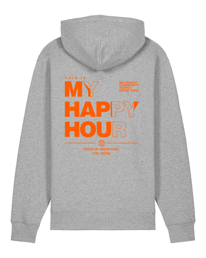 JAHA | HOODIE WITH BACKPRINT | HAPPY HOUR | UNISEX | GREY