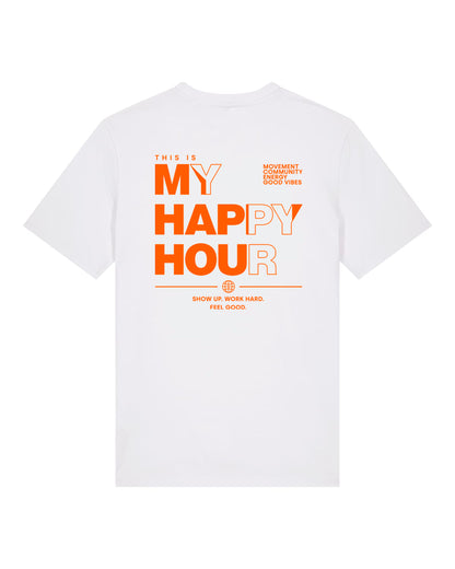 JAHA | T-SHIRT WITH BACKPRINT | HAPPY HOUR | UNISEX | WHITE