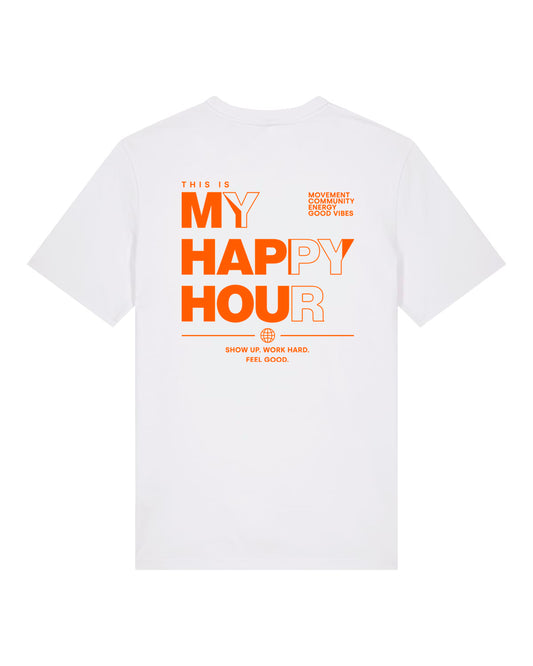 JAHA | T-SHIRT WITH BACKPRINT | HAPPY HOUR | UNISEX | WHITE