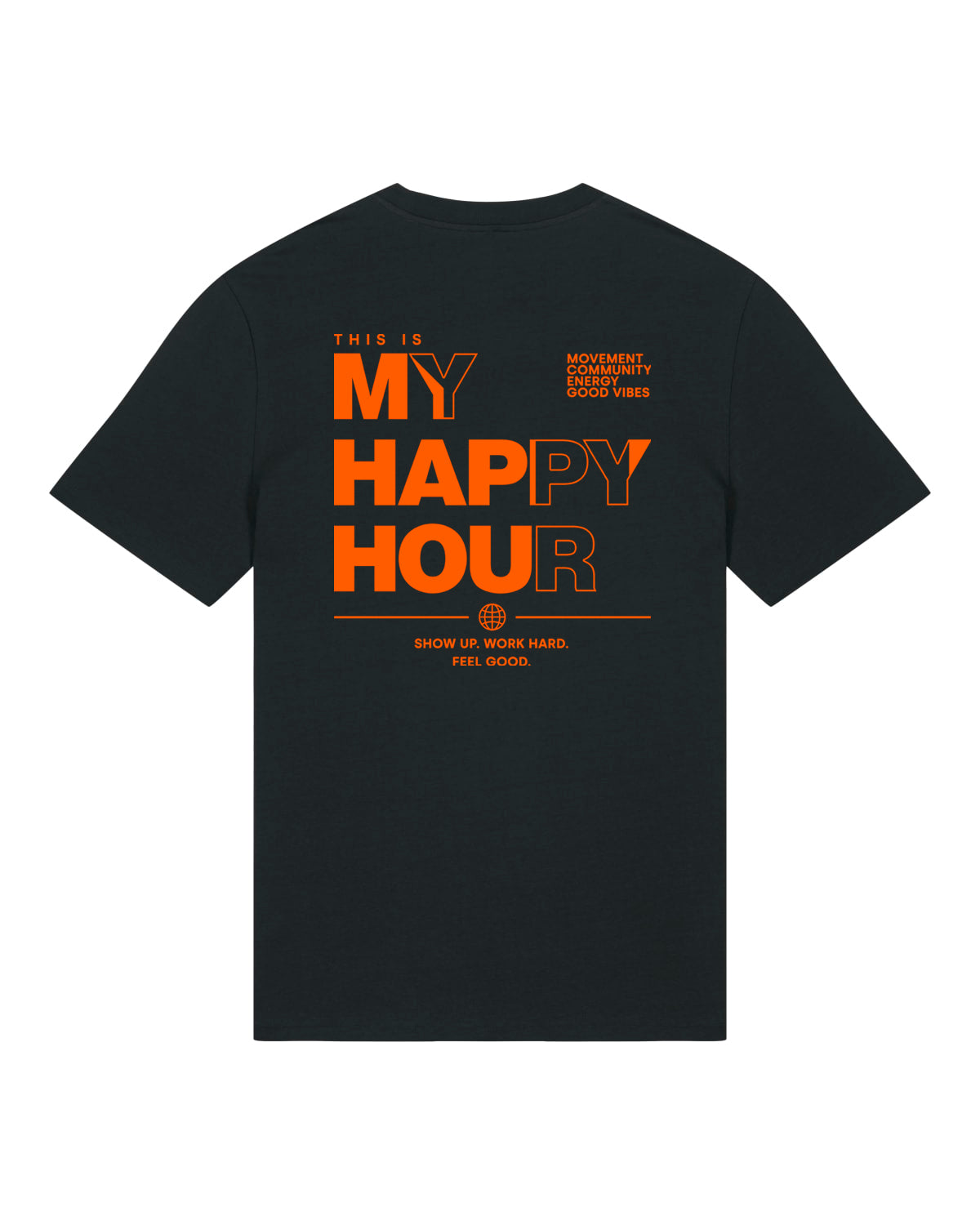 JAHA | T-SHIRT WITH BACKPRINT | HAPPY HOUR | UNISEX | BLACK