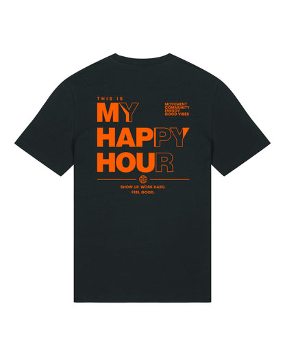 JAHA | T-SHIRT WITH BACKPRINT | HAPPY HOUR | UNISEX | BLACK