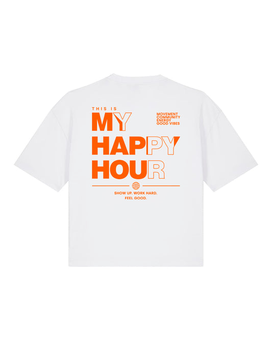 JAHA | BOXY T-SHIRT WITH BACKPRINT | HAPPY HOUR | WMNS | WHITE