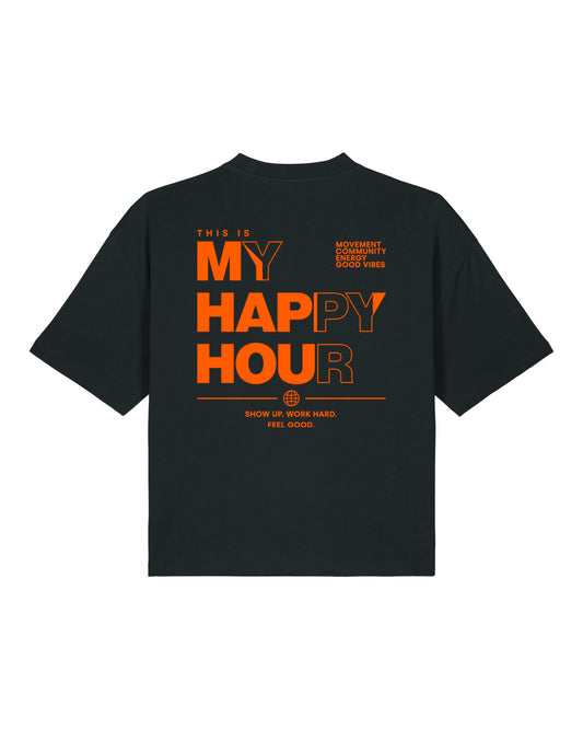 JAHA | BOXY T-SHIRT WITH BACKPRINT | HAPPY HOUR | WMNS | BLACK